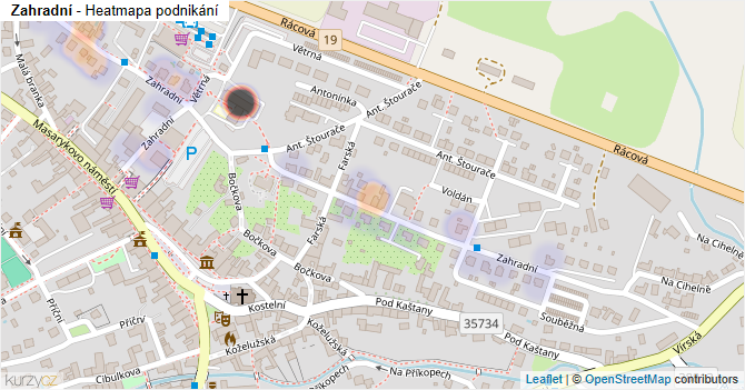 Zahradní - mapa podnikání