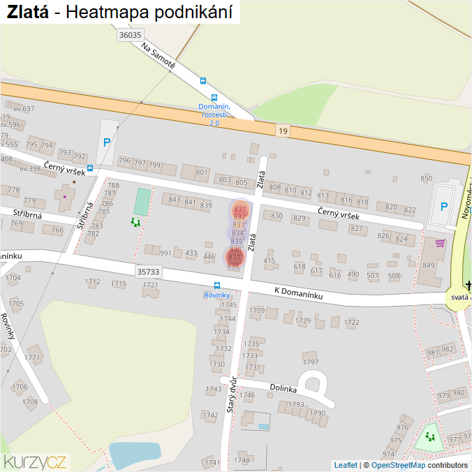 Mapa Zlatá - Firmy v ulici.