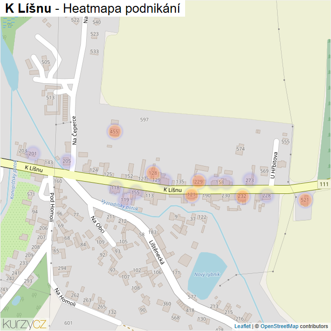 Mapa K Líšnu - Firmy v ulici.