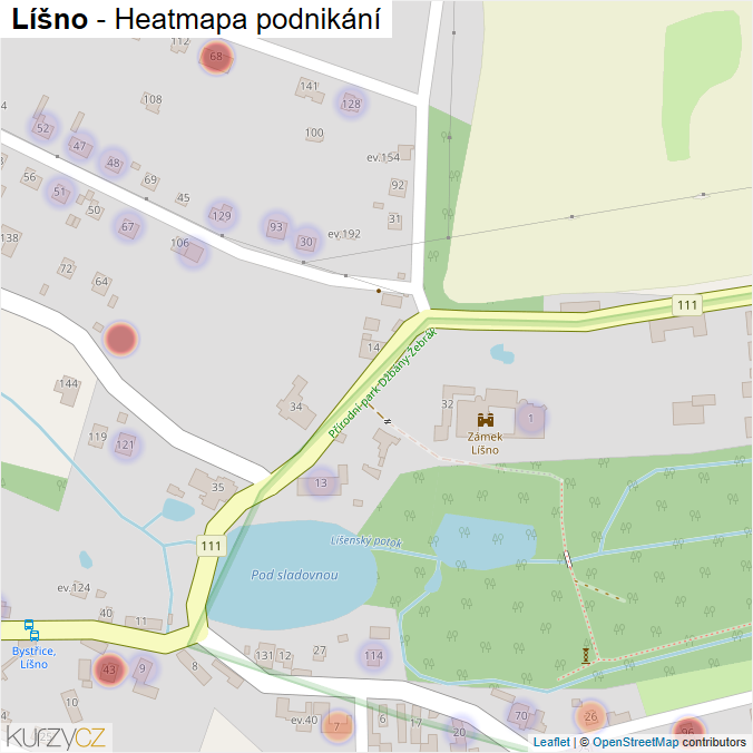 Mapa Líšno - Firmy v části obce.