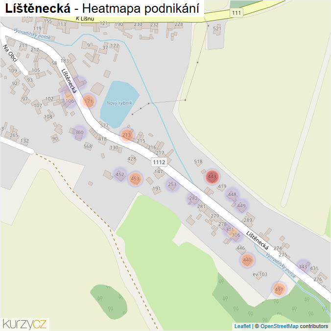 Mapa Líštěnecká - Firmy v ulici.