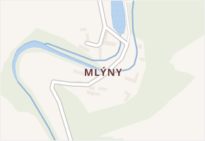 Mlýny v obci Bystřice - mapa části obce