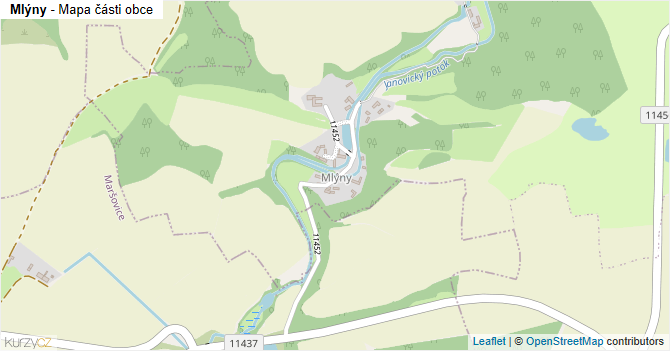 Mlýny - mapa části obce