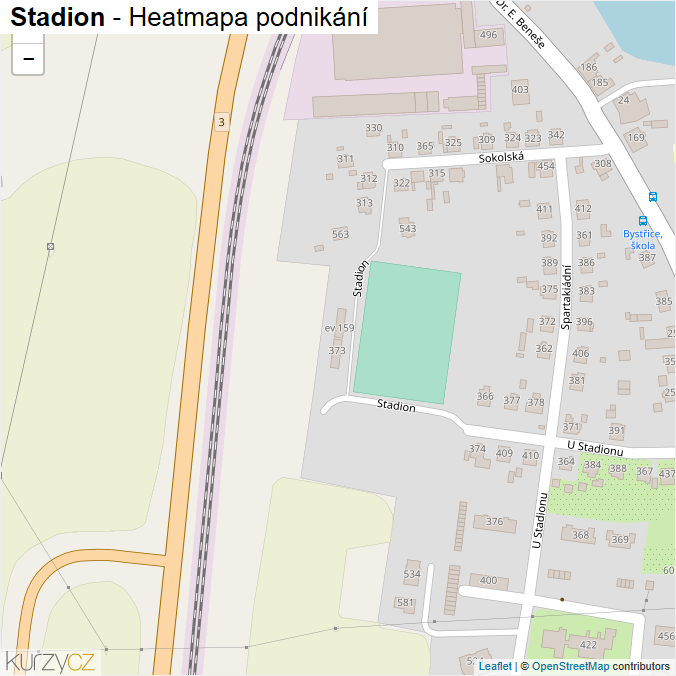 Mapa Stadion - Firmy v ulici.