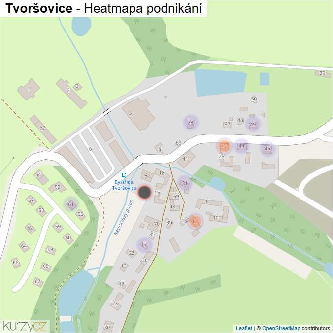 Mapa Tvoršovice - Firmy v části obce.