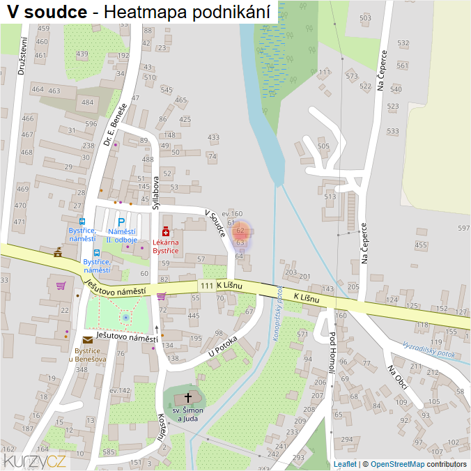 Mapa V soudce - Firmy v ulici.
