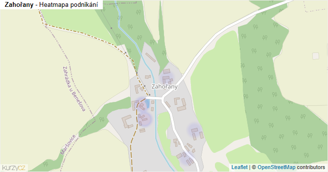 Zahořany - mapa podnikání