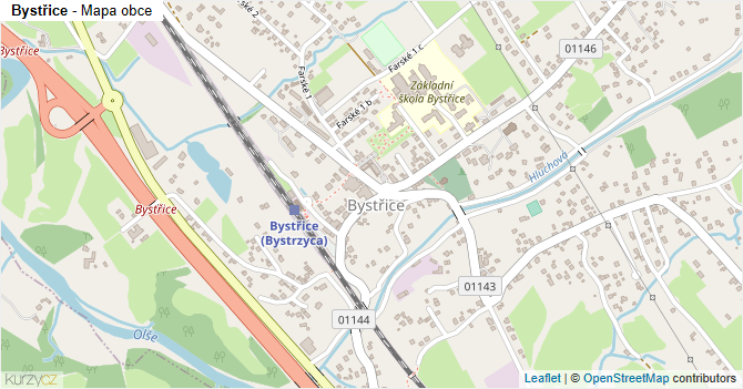 Bystřice - mapa obce