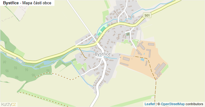 Bystřice - mapa části obce