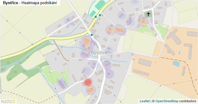 Bystřice - mapa podnikání