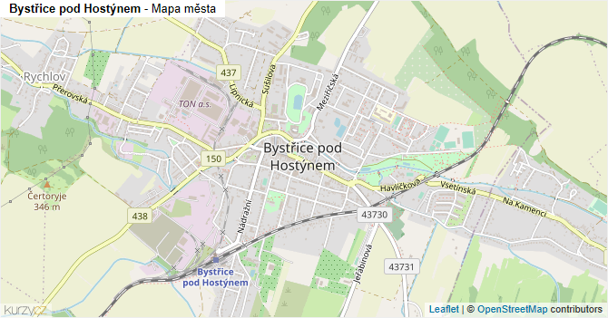 Bystřice pod Hostýnem - mapa města