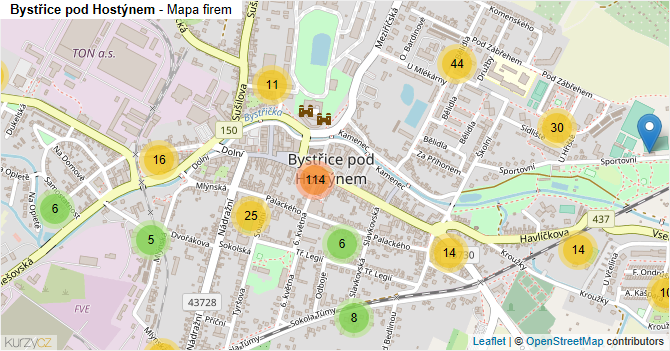 Bystřice pod Hostýnem - mapa firem