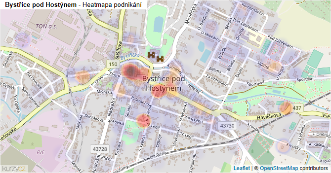 Bystřice pod Hostýnem - mapa podnikání