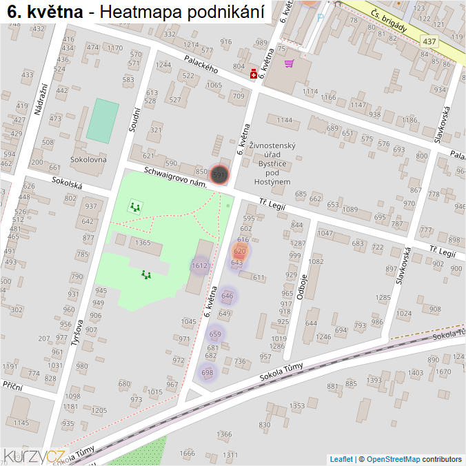 Mapa 6. května - Firmy v ulici.