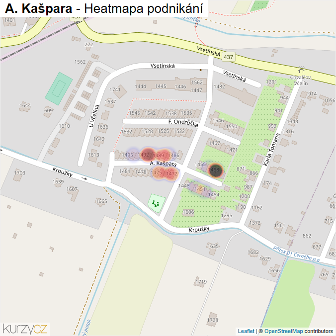 Mapa A. Kašpara - Firmy v ulici.