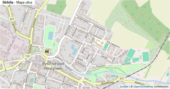Bělidla - mapa ulice