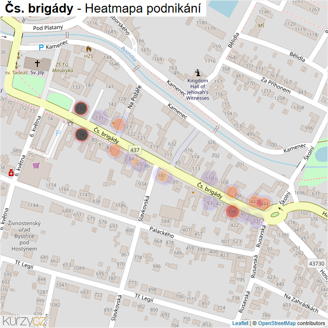 Mapa Čs. brigády - Firmy v ulici.