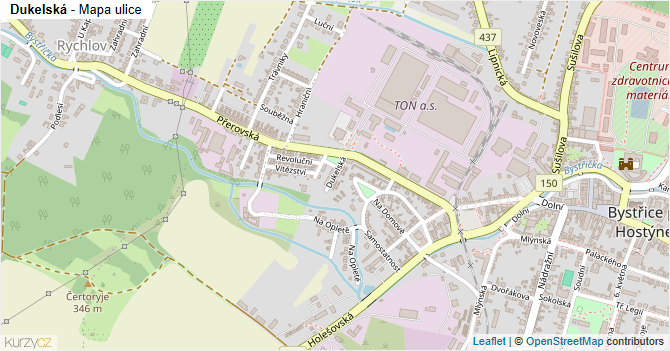 Dukelská - mapa ulice