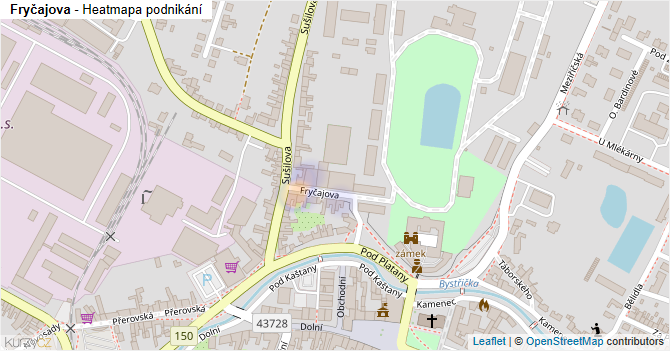Fryčajova - mapa podnikání