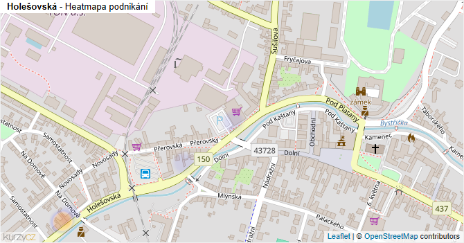 Holešovská - mapa podnikání
