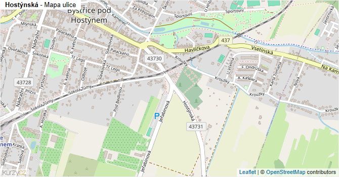 Hostýnská - mapa ulice