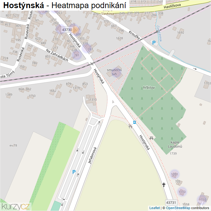 Mapa Hostýnská - Firmy v ulici.