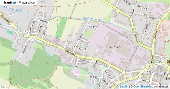 Hraniční - mapa ulice