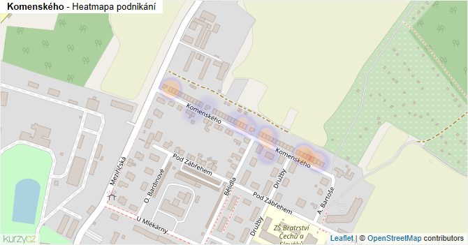 Komenského - mapa podnikání