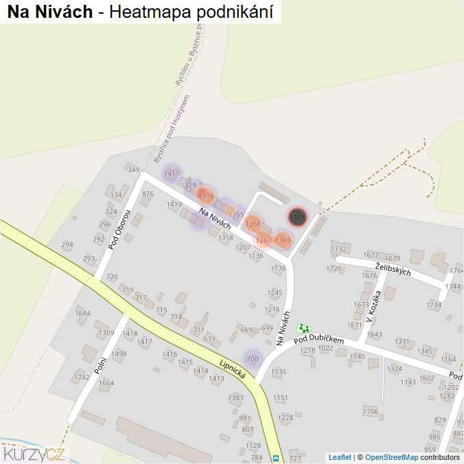 Mapa Na Nivách - Firmy v ulici.
