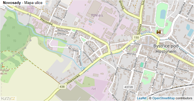 Novosady - mapa ulice