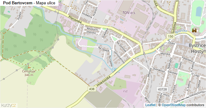 Pod Bartovcem - mapa ulice