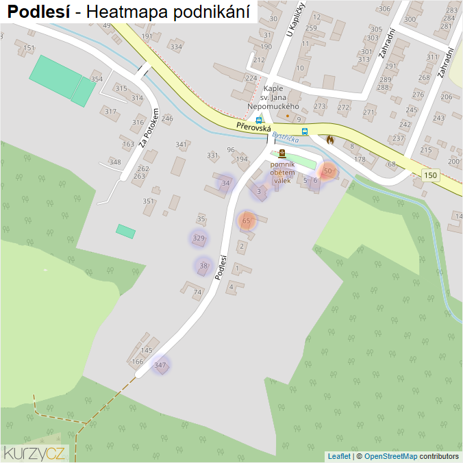 Mapa Podlesí - Firmy v ulici.