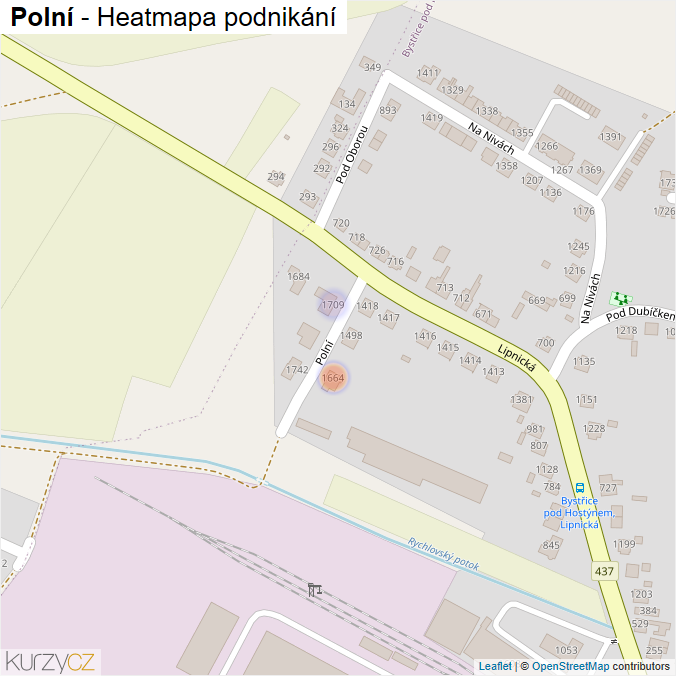 Mapa Polní - Firmy v ulici.