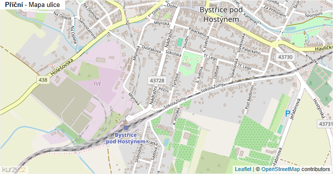 Příční - mapa ulice