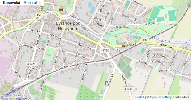 Rusavská - mapa ulice