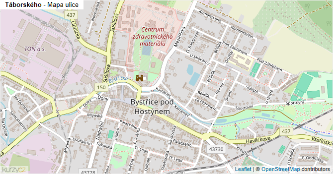 Táborského - mapa ulice