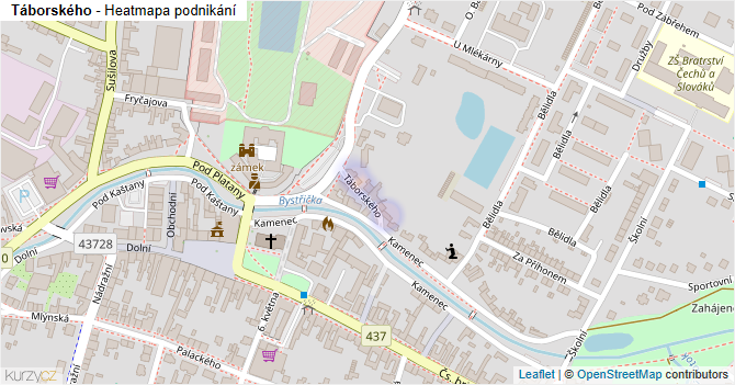 Táborského - mapa podnikání