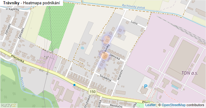 Trávníky - mapa podnikání