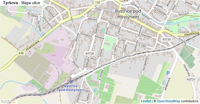 Tyršova - mapa ulice