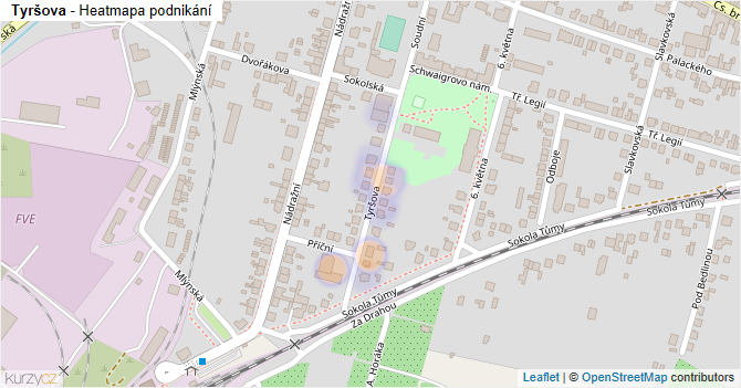 Tyršova - mapa podnikání