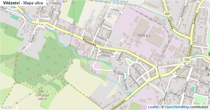 Vítězství - mapa ulice
