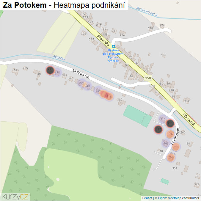 Mapa Za Potokem - Firmy v ulici.