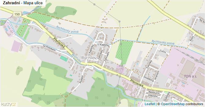 Zahradní - mapa ulice