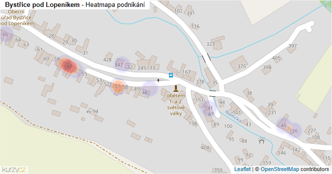 Bystřice pod Lopeníkem - mapa podnikání
