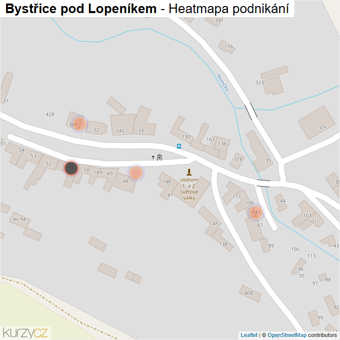 Mapa Bystřice pod Lopeníkem - Firmy v obci.