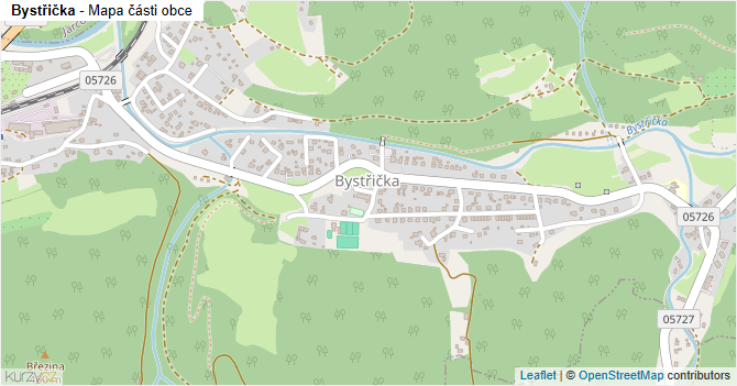Bystřička - mapa části obce