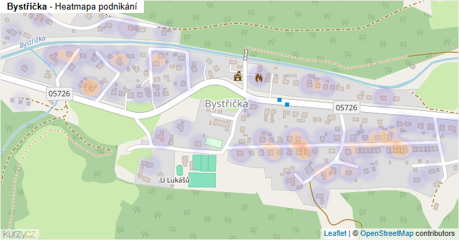 Bystřička - mapa podnikání