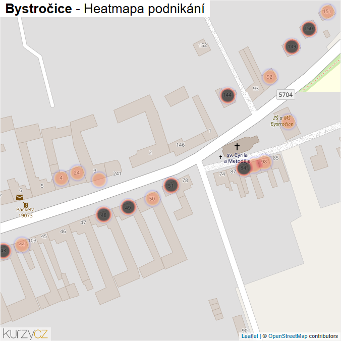 Mapa Bystročice - Firmy v obci.