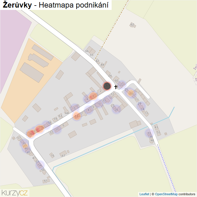 Mapa Žerůvky - Firmy v části obce.
