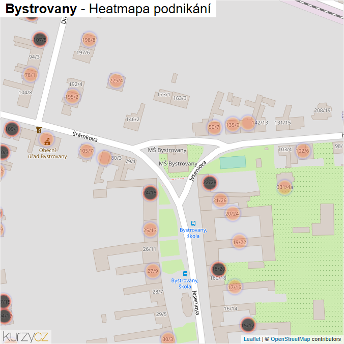Mapa Bystrovany - Firmy v obci.